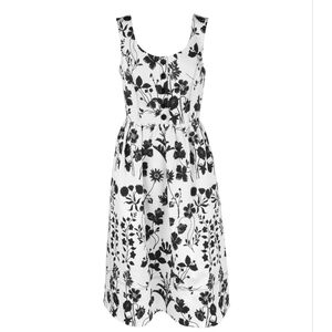 $1,990 NEW OSCAR DE LA RENTA NEW WHT FLORAL SILK LINED RUNW DRESS US 10